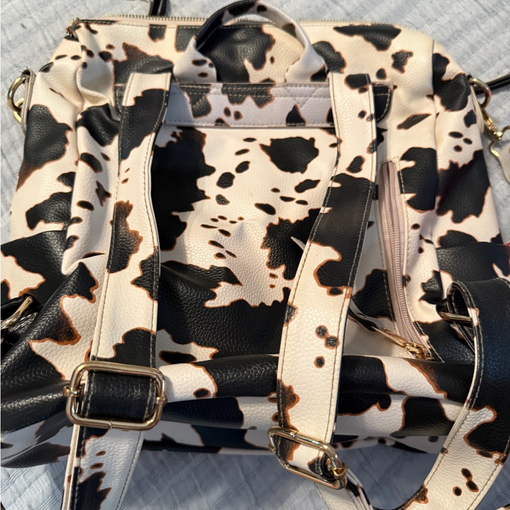 Stylish Black and White Cow Print Women's Bag